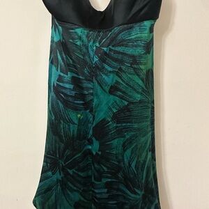 Bebe Black & Teal Floral Silk Slip Dress